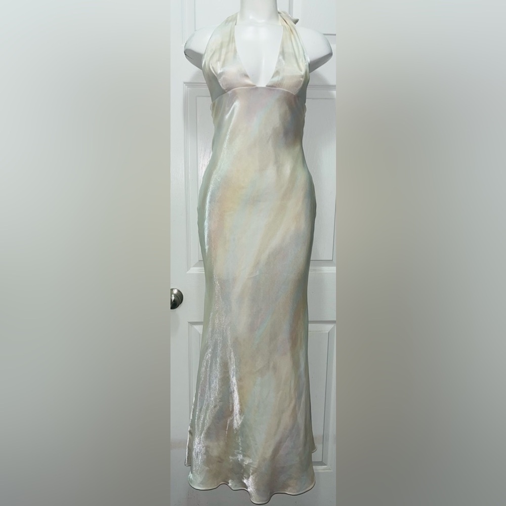 Zara Satin Effect Halter Style Maxi Dress Women’s Medium
